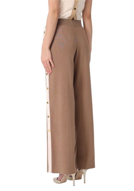 Knitted pants with shiny viscose stripes ELISABETTA FRANCHI | Trousers | KP74S61E2727